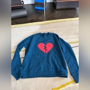 The Elder Statesman Teal Knit Sweater